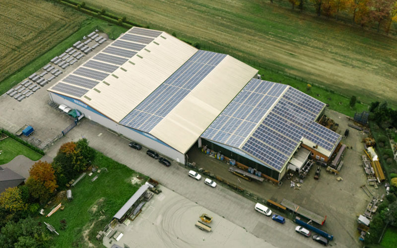 Luftbild der Halle im Jahr 2025